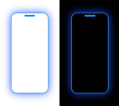 Modern Premium Smartphone Mockup with Blue Glowing Frame on Transparent Background PNG