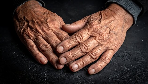 Close up of a human hand with severe arthritis.