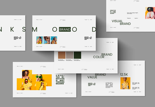 Minimal Brand Mood Board Presentation Template Modern Creative Editorial Slides