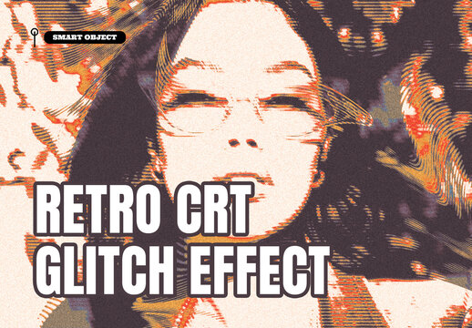 Retro CRT Glitch Photo Effect Template