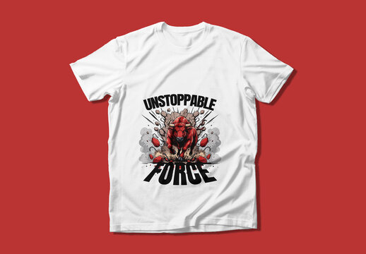 Unstoppable Force Bull Motivational T Shirt Design Template