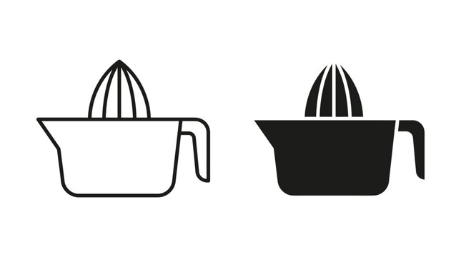 Manual Citrus Juicer and Lemon Squeezer Line and Solid Icon