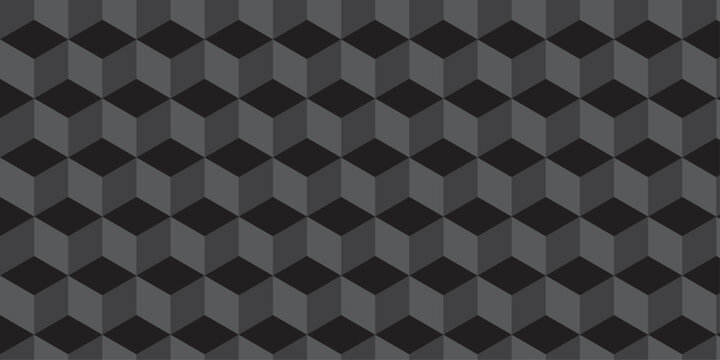 Black cube seamless creative cubes decoration triangle wall and wallpaper textile vector square tile, mosaic endless repeat hexagon block texture background.