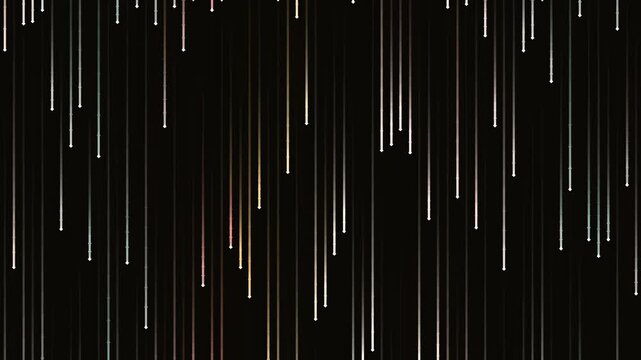 Abstract digital background with glowing vertical lines and elegant light streaks falling down on dark