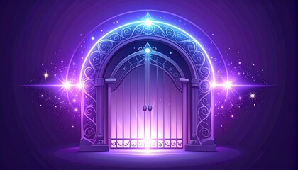 Mystical Glowing Archway with Cosmic Energy and Light.