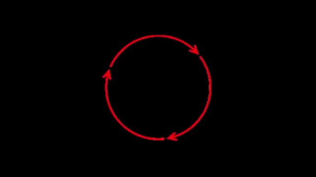 Dynamic red circular arrow symbol for refresh, reload, or a continuous loop process, ideal for modern digital design elements and conceptual representations of progress or repetition