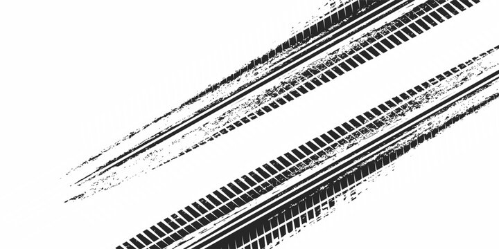 Tire tracks, wheel textures, tire tracks - auto racing, motocross, drift, rally, off-road and more. Isolated black texture vector in grunge style. vektor