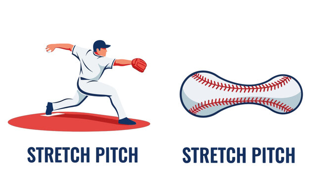 Baseball pitcher performing a stretch pitch, showing ball deformation