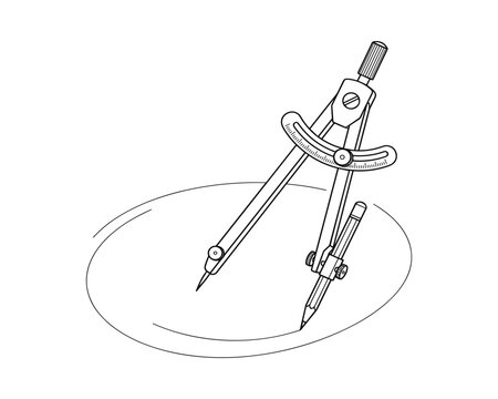 Drawing compass for circles and arcs geometric tool vector