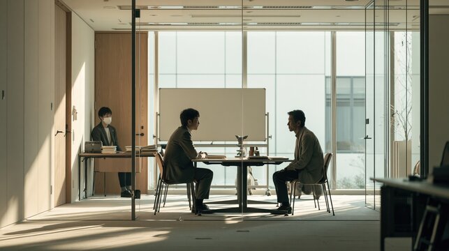 Candid Job Interview in Modern Japanese Office Atmosphere