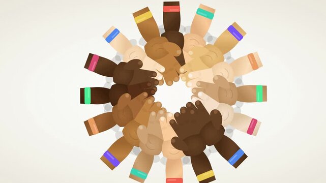 Diverse Hands Forming a Circle for International Youth Day Celebration