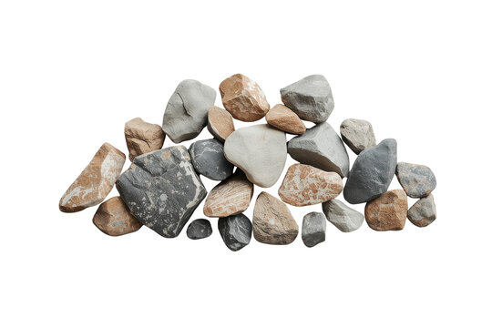 Pile of mixed natural pebbles and stones