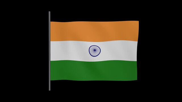 Indian National Flag Waving Seamless Loop on Black Background