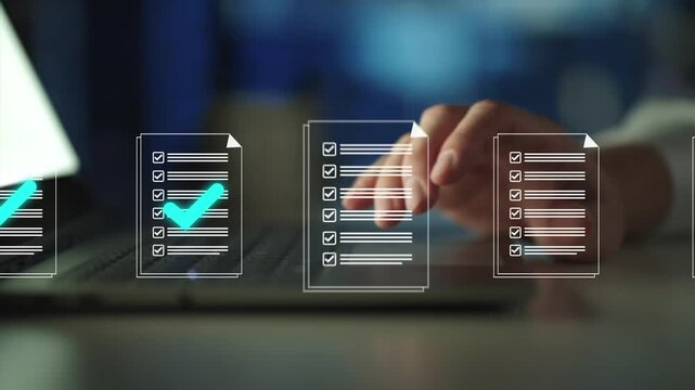 Document management concept, Artificial intelligence, check electronic documents on digital documents on virtual screen Document Management System
