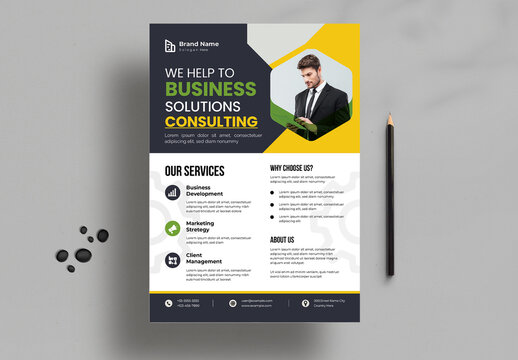 Modern Corporate Business Solutions Consulting Flyer Template Layout
