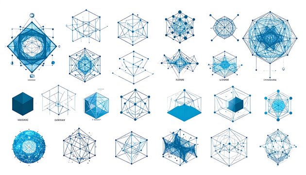 Abstract geometric patterns and shapes design collection.