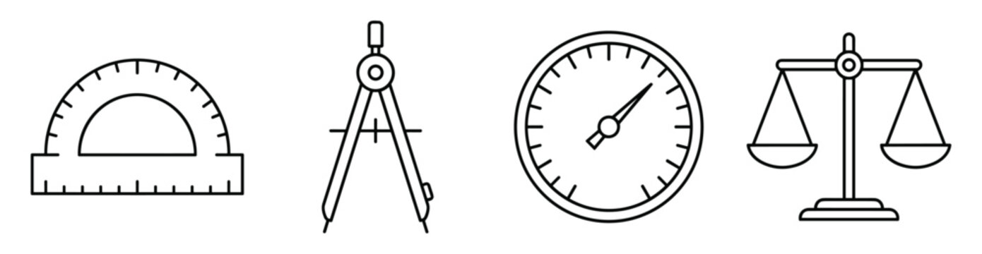 Measurement tools collection protractor compass gauge scale