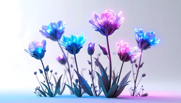 Colorful tulips in glass vase on white background.