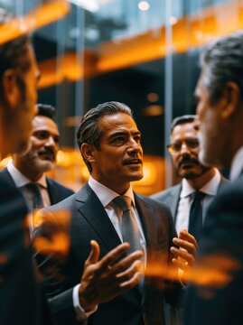 Dynamic Discussion Among Business Professionals in Modern Office