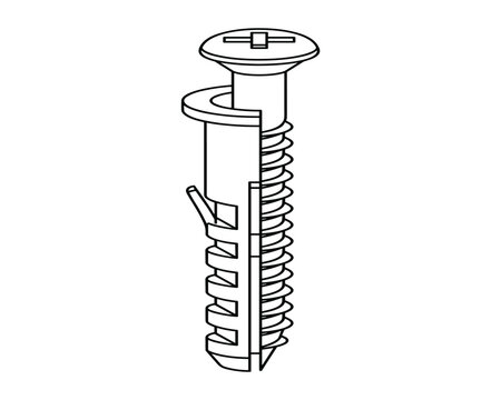 Screw and wall anchor drawing, building hardware