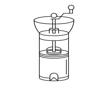 Manual coffee grinder with crank and bowl on checkerboard
