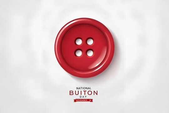 National button day red sewing button on light textured background with fastener