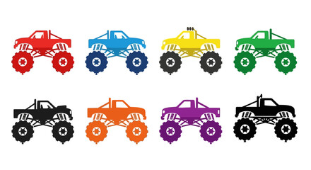 Set of Colorful Monster Trucks - Vector Illustrations © Reynand