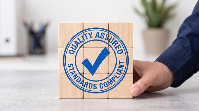 Quality assured standards compliant stamp on wooden blocks