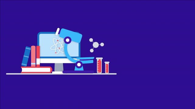 Digital research and scientific innovation concept animation.