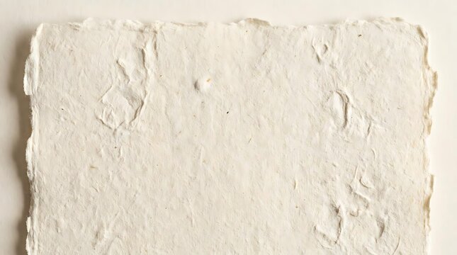 Rough textured handmade paper sheet with deckled edge background