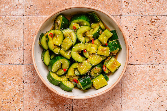 Chinese smashed cucumber salad with sesame