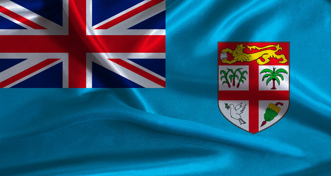 Fiji flag with cloth textured background. National flag of Fiji with realistic texture