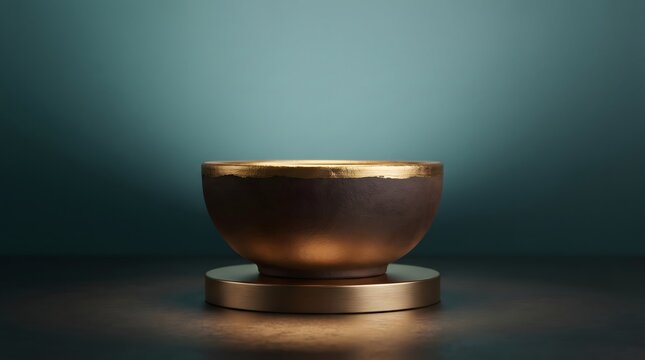 Golden diya lamp for diwali celebration with a dark teal background