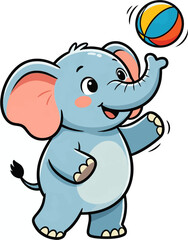 Fototapeta premium Elephant Character Funny Cute Draw Vector Icon Animation Full Colors Imagine Cartoon Sketch