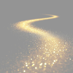 Golden glitter wave trail isolated on transparent background. Glowing magic dust path with sparkling particle effect © Russell Edwards