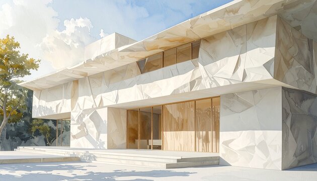 Modern Minimalist House with Geometric Facade Design.