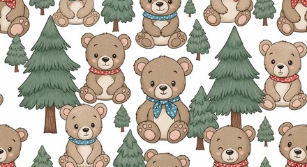 Fototapeta premium Winter's Whispers: A Forest of Friendly Bears