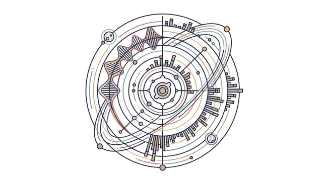 Detailed Antique Astrolabe Diagram with Concentric Circles.