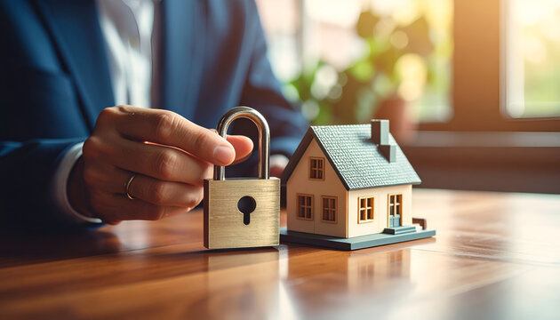 Secure Home Protection with Lock and House Model.