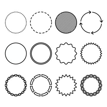 Collection of Twelve Minimalist Circular Frame Designs and Geometric Shape Vector Elements