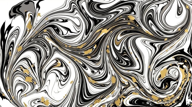Gold Leaf Flecks and Suminagashi Marble Art