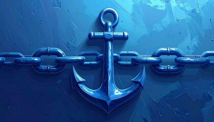 Obraz premium Close up of a large metal anchor with chain on textured surface.
