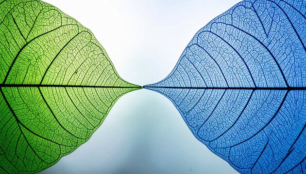 Translucent Green and Blue Leaves Reflection