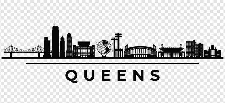 Queens new york city skyline silhouette vector illustration
