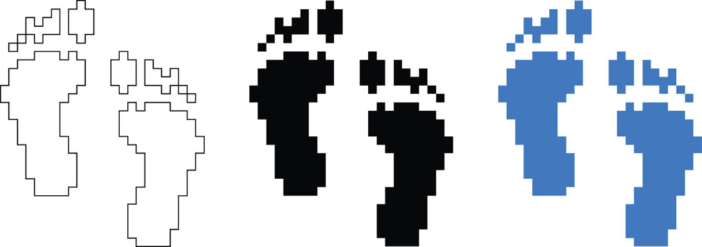 Vector illustration of Pixelate Footprint Icons for Tracking and Direction Designs