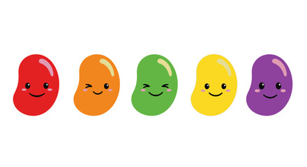 Naklejka premium Cute Cartoon Jelly Bean Characters Set
