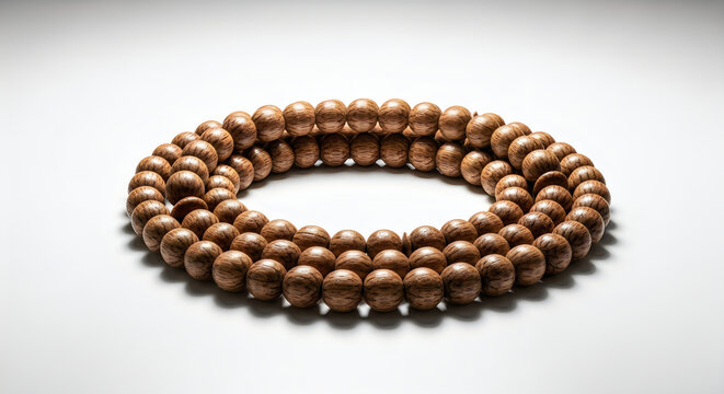 Wooden prayer beads tasbih isolated on white background