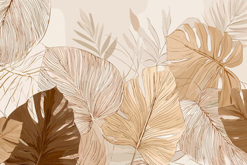 Abstract tropical monstera leaf wall art wallpaper design with monstera tropical botanical wallpaper abstract © mrzn