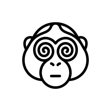 Minimalist monkey face logo with spiral eyes design.