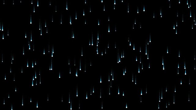 Abstract digital blue and white pixel rain falling squares motion graphic background loop